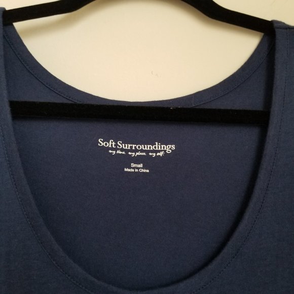 Soft Surroundings Santiago Maxi Flare Dress Navy Blue Summer Spring Pockets Sz S - Picture 6 of 9